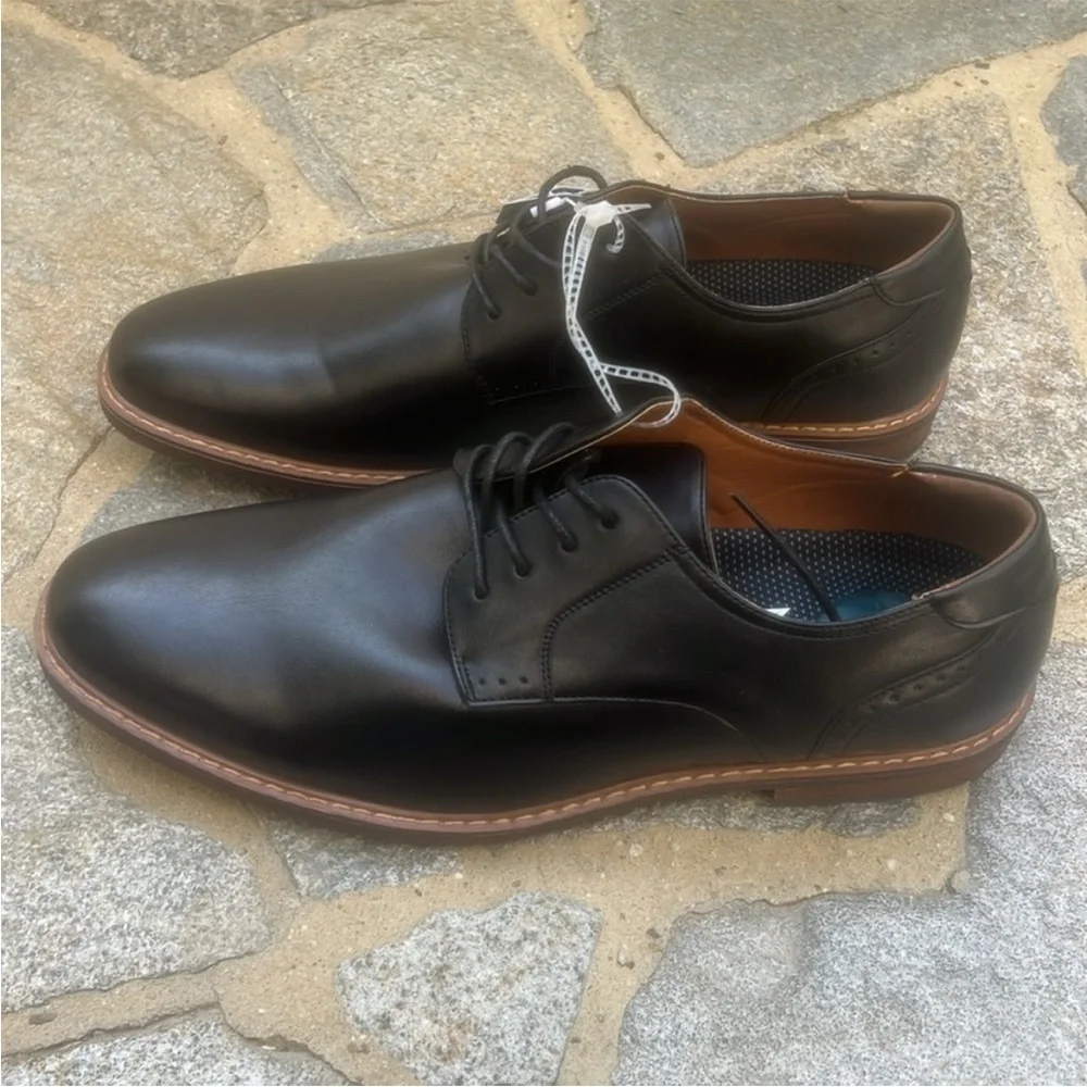 Nunn Bush Black Faux Leather Derby Dress Shoes Men's Size 12 NWOB